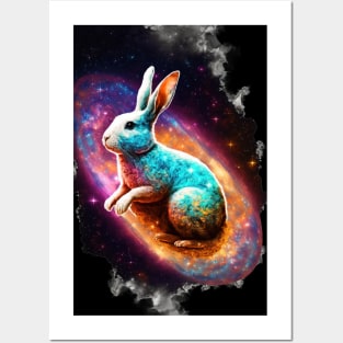 Year of the rabbit chinese zodiac sign dark glowing glaxy Posters and Art